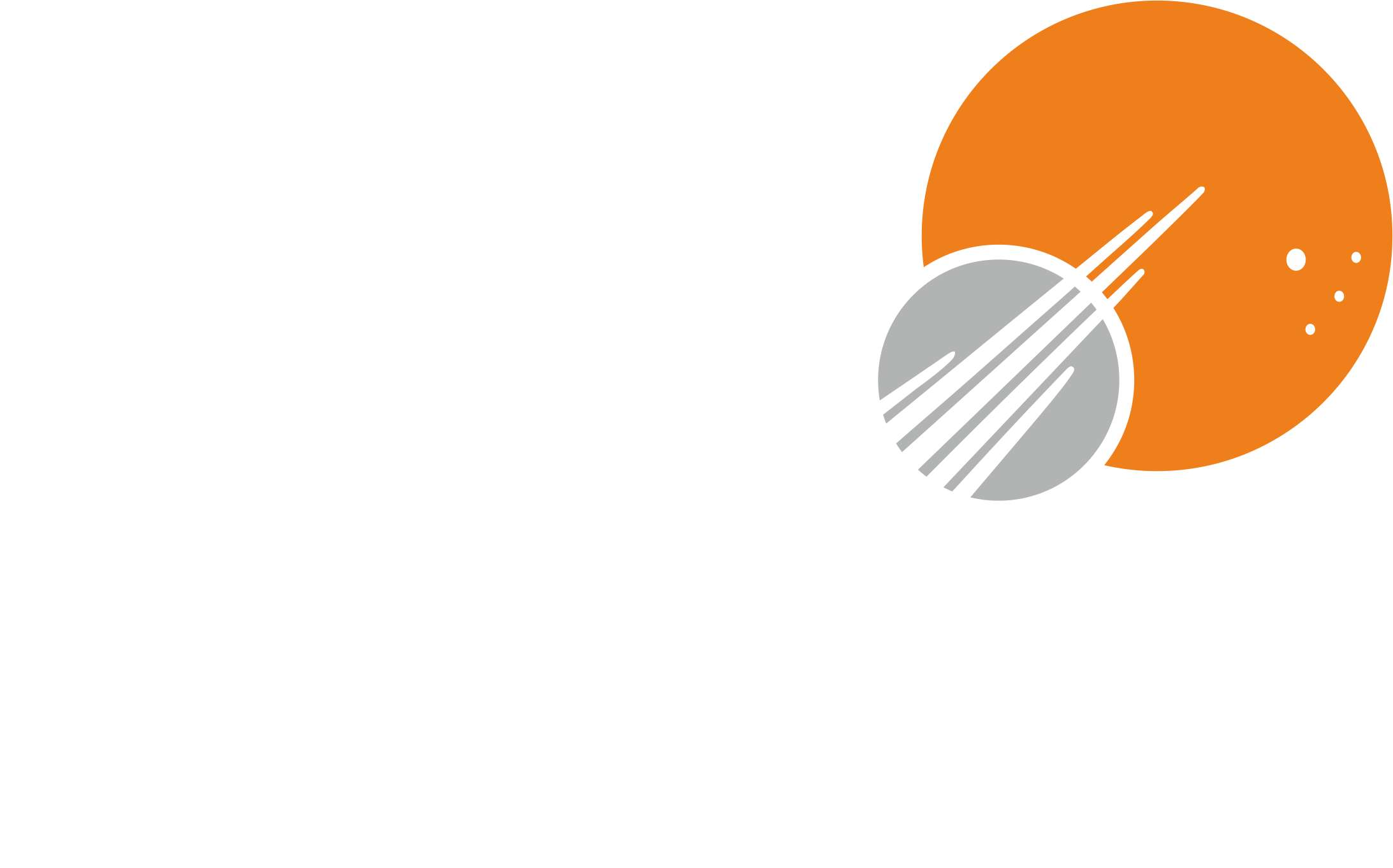 The New Space Age logo featuring a stylized white spacecraft and orange planet on a black background, symbolizing modern space exploration design.