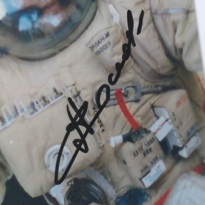 Close-up of Anatoly Solovyev's signature on the spacewalk photo