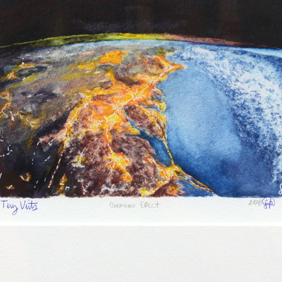 Overview Effect fine art print, close-up of the signatures of Terry Virts and Sina Rathai