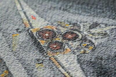 Close-up of the watercolor of Space Shuttle Columbia landing, seen from behind, by space artist Sina Rathai
