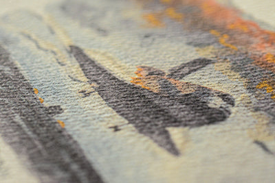 Detail close-up of a Space Shuttle Discovery landing watercolor painting, space art by The New Space Age.